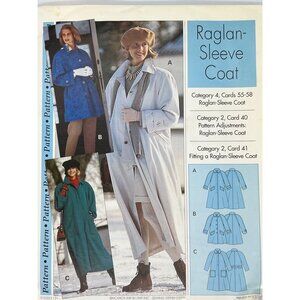 Raglan-Sleeve Coat Sewing Pattern Misses Sizes S M L XL Loose-Fit Design